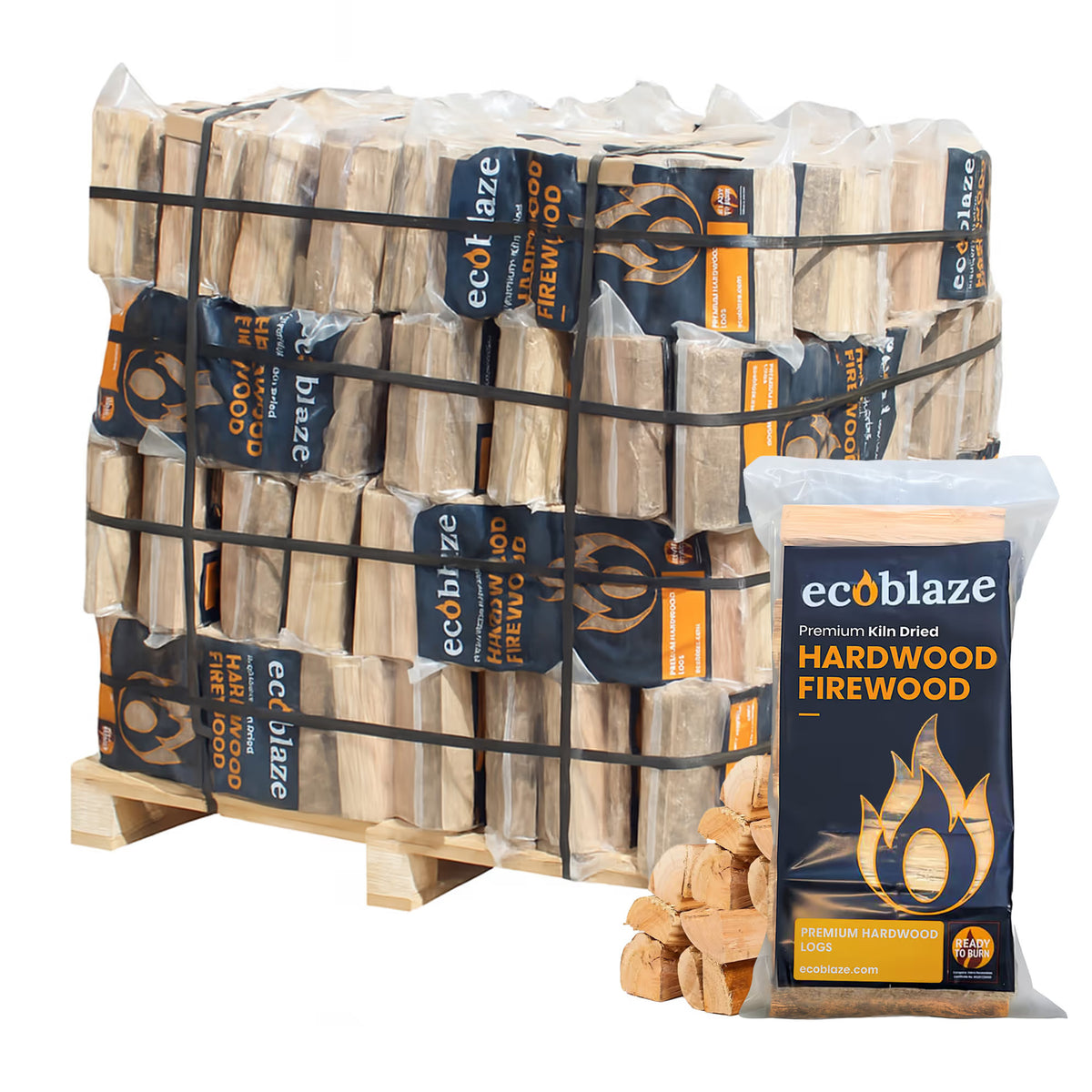 Premium Kiln Dried Hardwood Firewood - 20l Plastic Bags - 64 Bags
