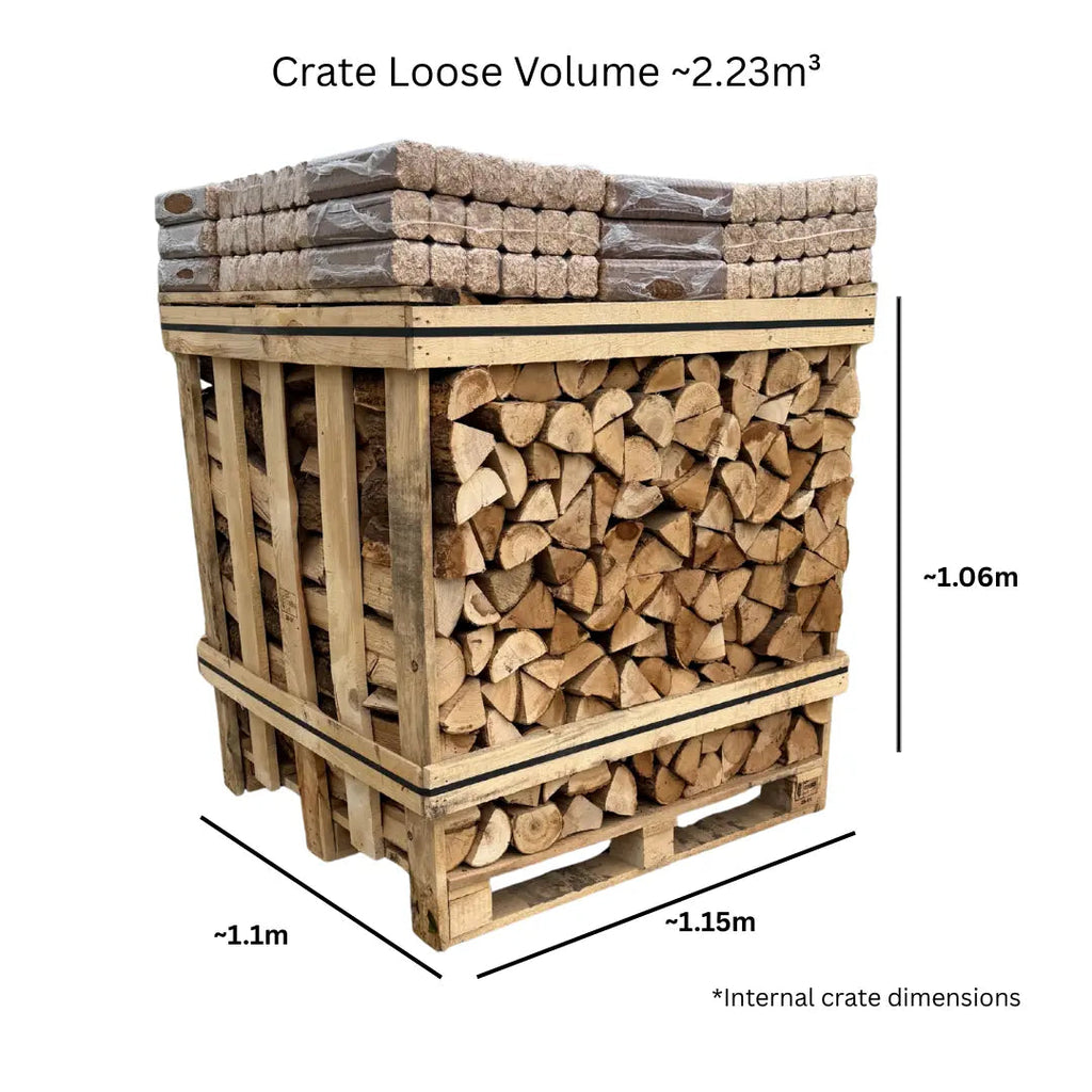 Large Kiln Dried Firewood Crate & Fire Log Bundle