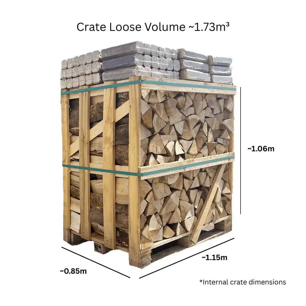 Standard Kiln Dried Firewood Crate & Fire Log Bundle