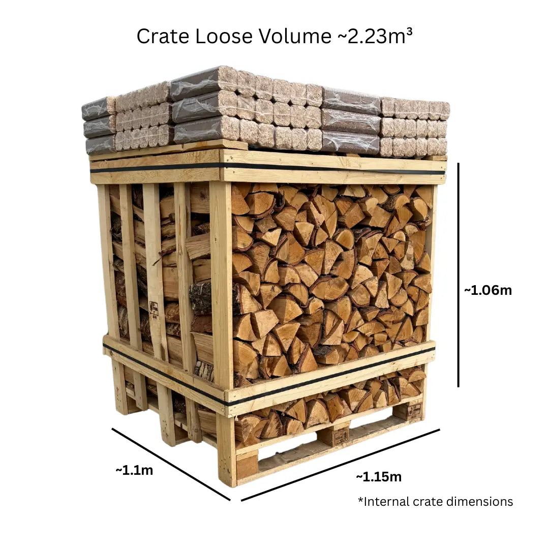 Large Kiln Dried Firewood Crate & Fire Log Bundle