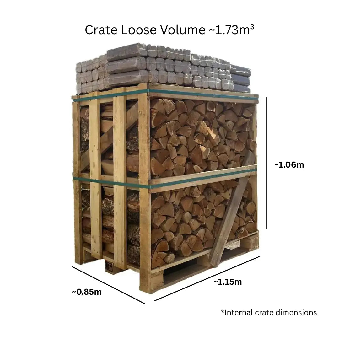 Standard Kiln Dried Firewood Crate & Fire Log Bundle