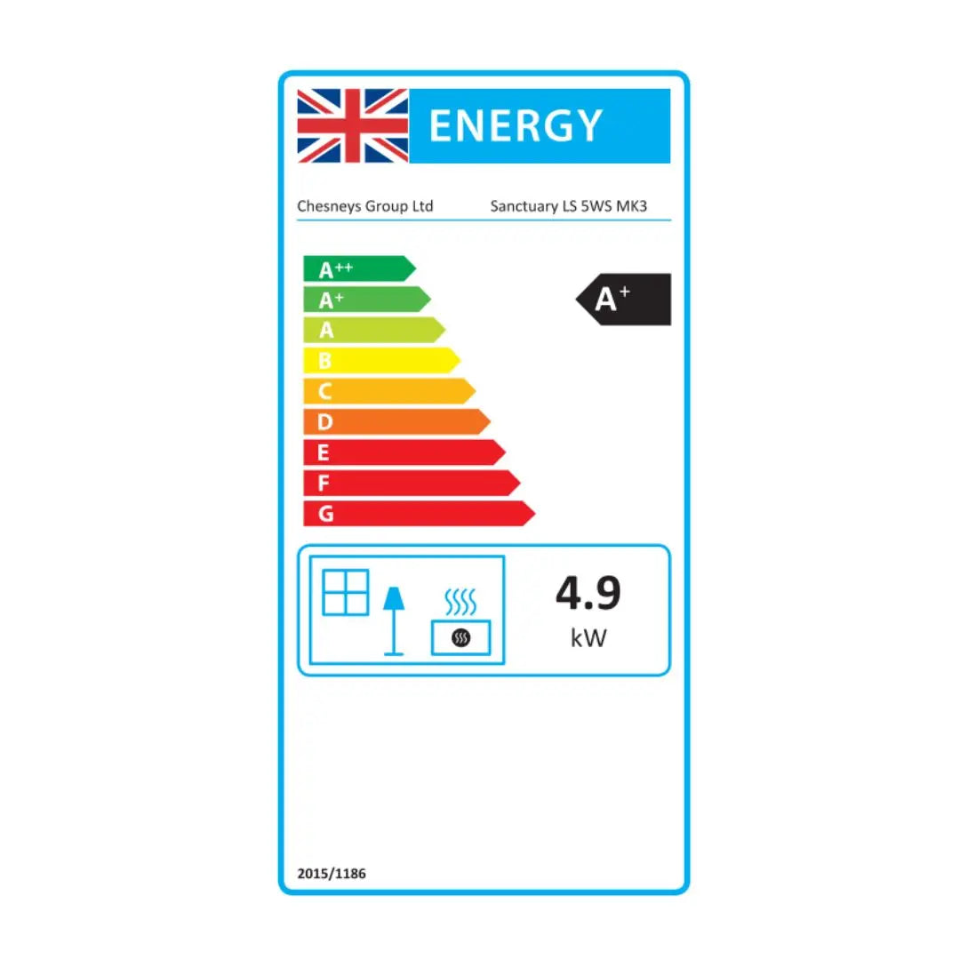 Chesneys Sanctuary 5WS/LS Logstore Wood Burning Stove – 4.9 kW