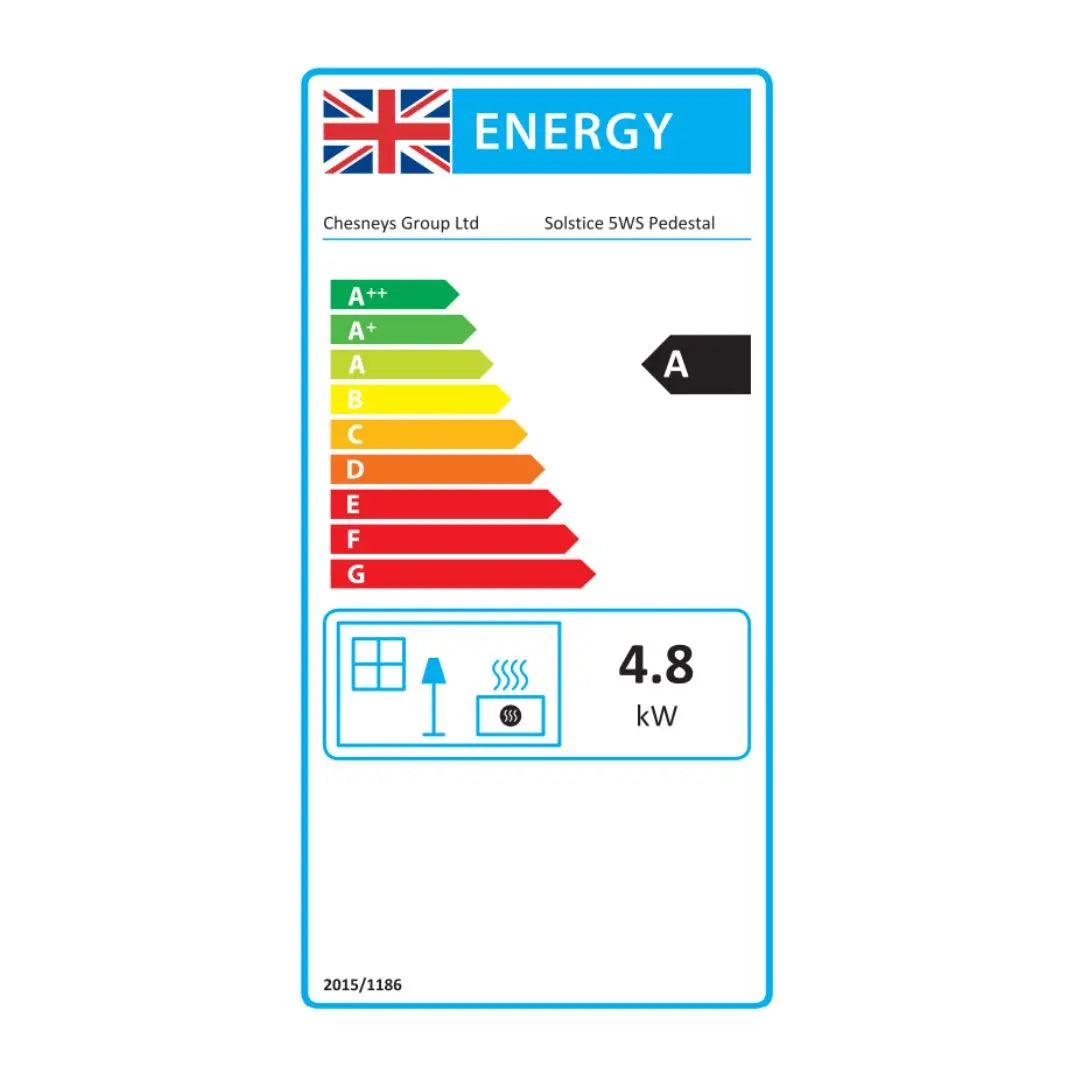 Chesneys Solstice 5WS PED Pedestal Wood Burning Stove – 4.8 kW