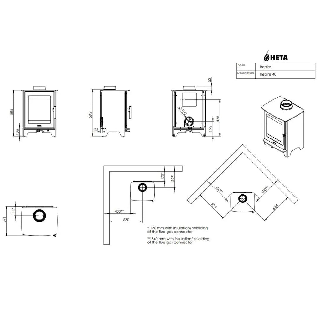 HETA Inspire 40 Multi Fuel Stove - 4.5kW