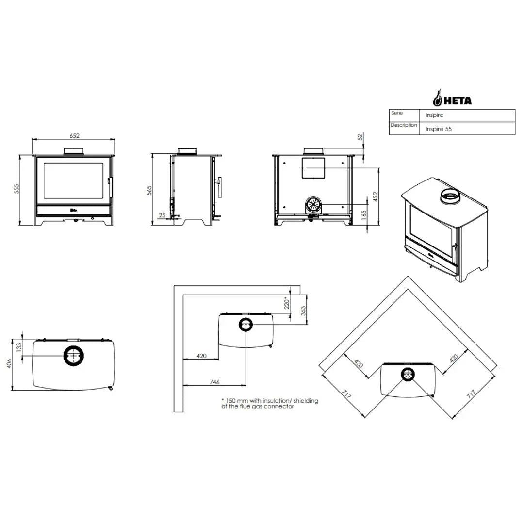 HETA Inspire 55 Wood Burning Stove - 6.3kW