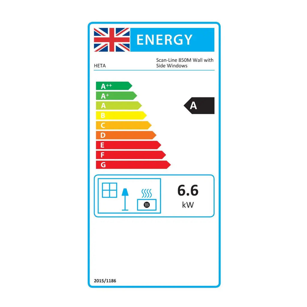 HETA Scan-Line 850M Side Glass Wall Wood Burning Stove - 6.6 kW