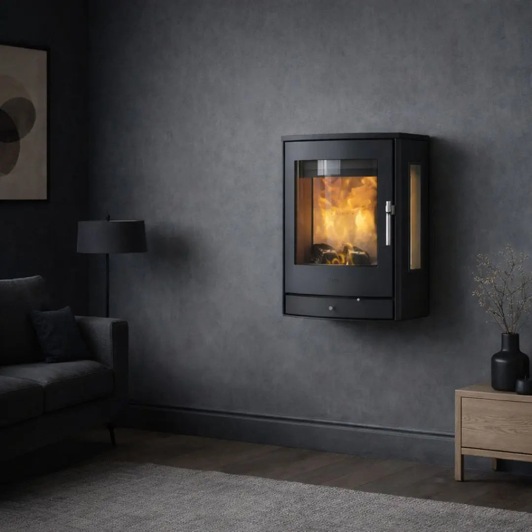 HETA Scan-Line 850M Side Glass Wall Wood Burning Stove - 6.6 kW