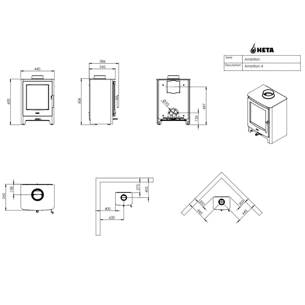 HETA Ambition 4 Wood Burning Stove - 3.9kW