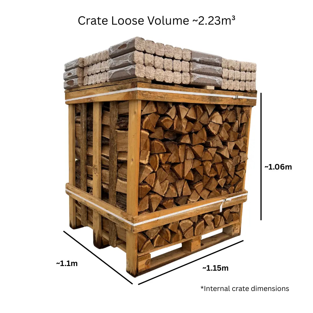 Large Kiln Dried Firewood Crate & Fire Log Bundle