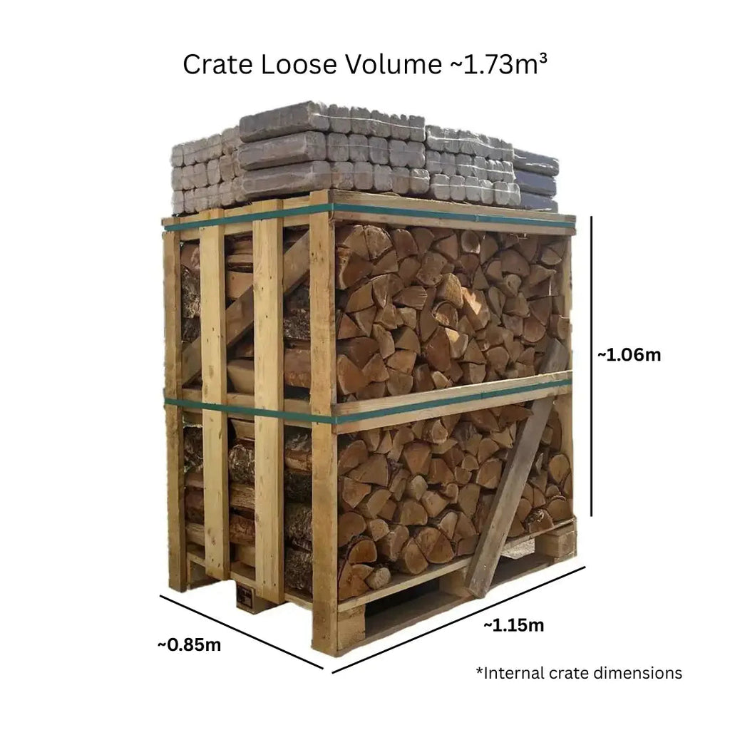 Standard Kiln Dried Firewood Crate & Fire Log Bundle