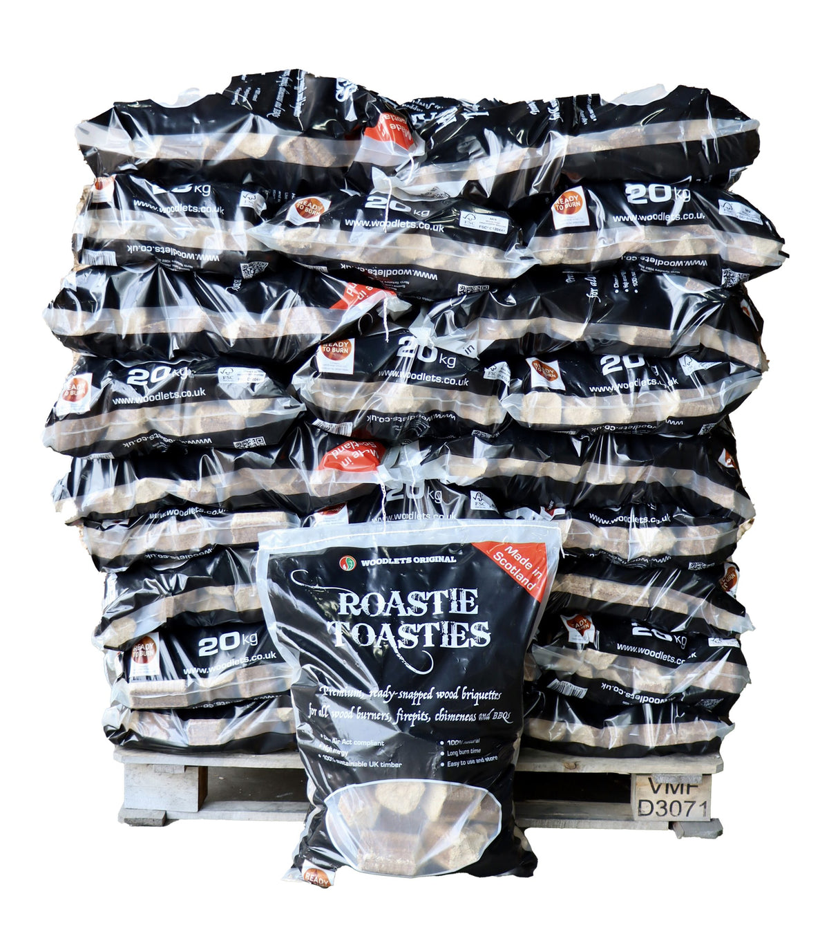 Rostie Toastie Briquettes full pallet x 45 bags