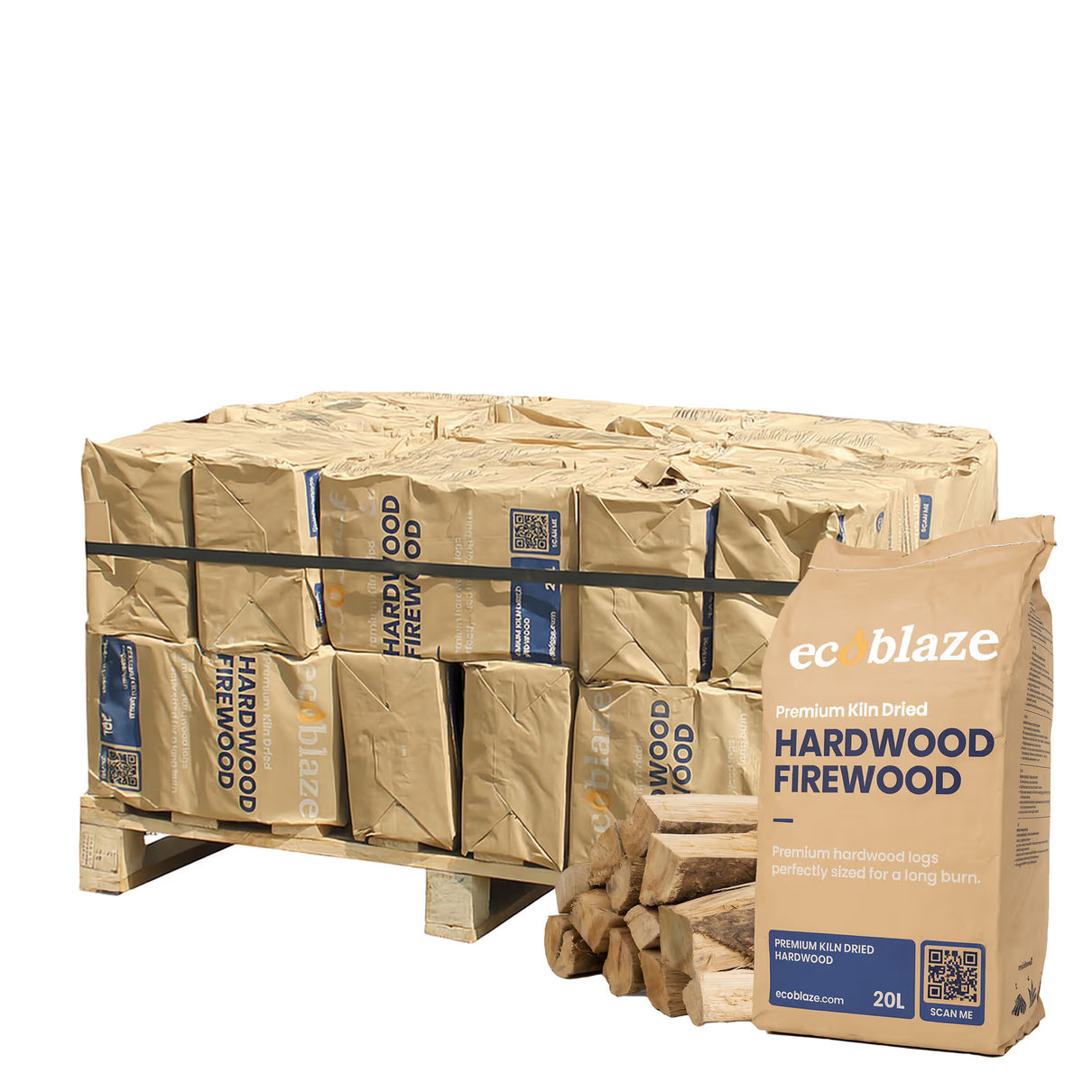 Ecoblaze Kiln Dried Hardwood Firewood Bags - 30 Bags