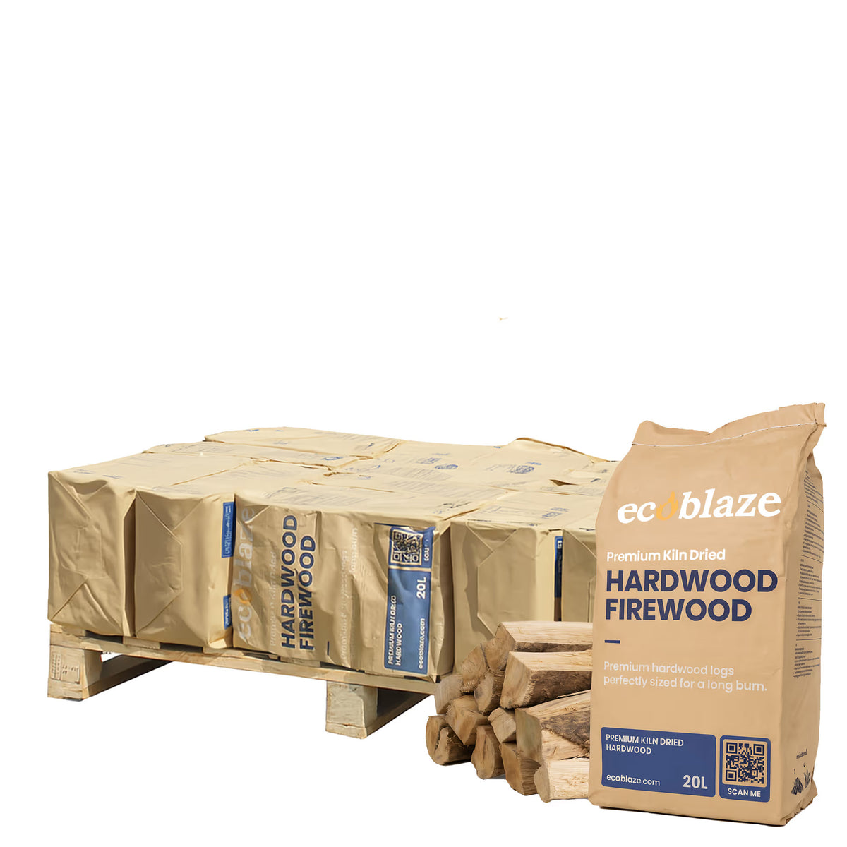 Ecoblaze Kiln Dried Hardwood Firewood Bags - 15 Bags