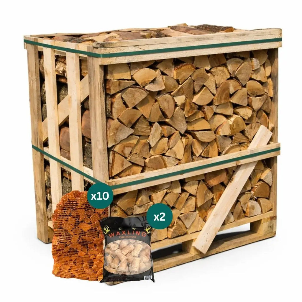 Standard Kiln Dried Firewood Crate & Ignition Bundle