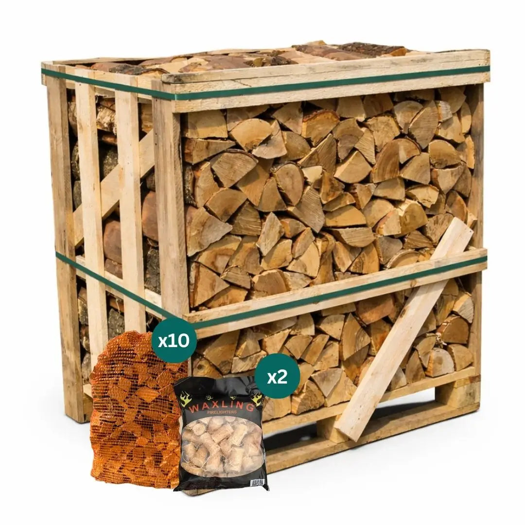 Standard Kiln Dried Firewood Crate & Ignition Bundle